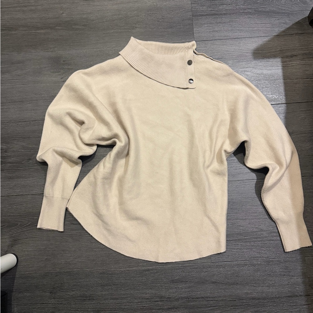 Nicole Miller Cream Cowl Neck Sweater